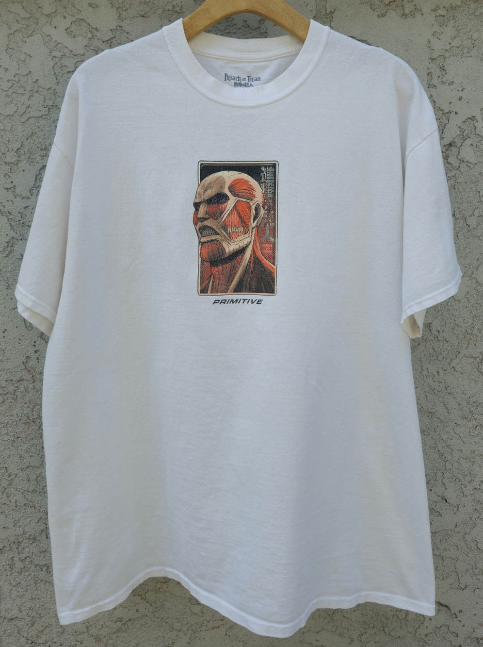 Primitive x Attack On Titan Colossal Titan T-Shirt Men's XL White Anime AOT
